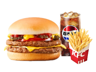 肯德基-汁汁双层嫩牛堡（美式）+薯条中+可乐中
