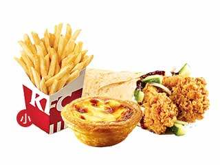 肯德基-老北京鸡肉卷+薯条+葡式蛋挞