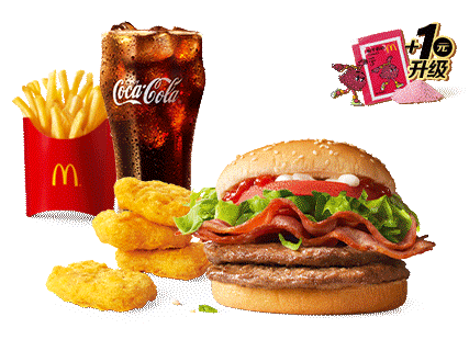 【四件套】双层深海鳕鱼堡＋中薯/洋葱圈＋4个鸡块＋饮料