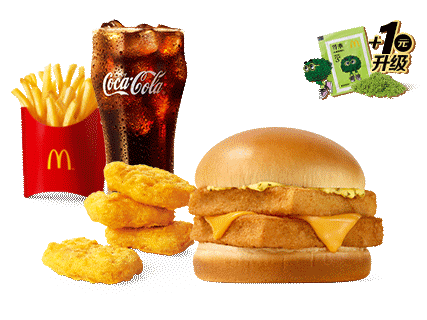 【四件套】双层深海鳕鱼堡＋脆脆薯条＋V翅＋饮料