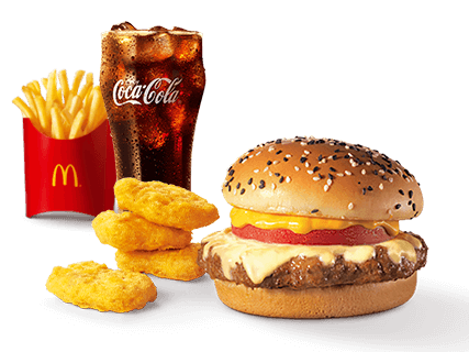 【四件套】芝士/培根安格斯＋中薯＋V翅＋饮料